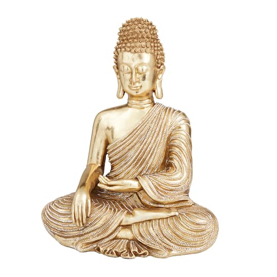 Gold Polystone Traditional Sculpture, 11" x 9" x 6"